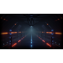 Cyberpunk corridor with particles, 60FPS
