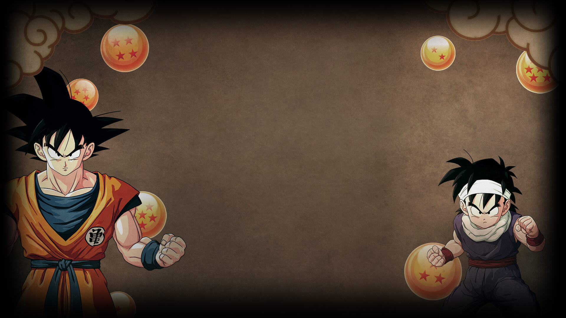 Goku and Gohan with Dragon Balls
