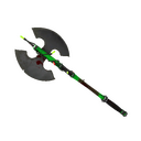 Unusual Festivized Specialized Killstreak Health and Hell (Green) Scotsman's Skullcutter (Battle Scarred) (Isotope)