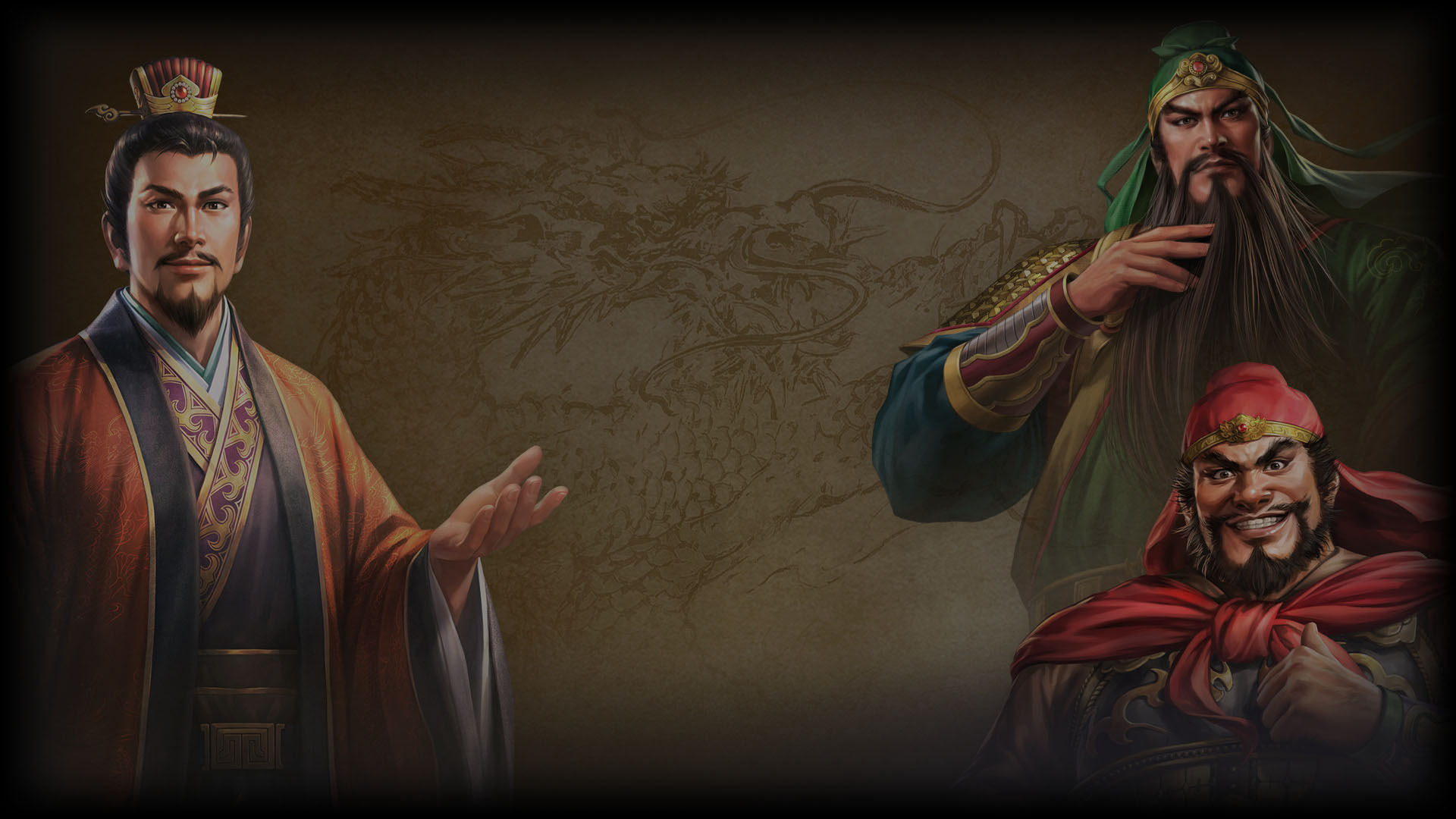 Liu Bei, Guan Yu, and Zhang Fei