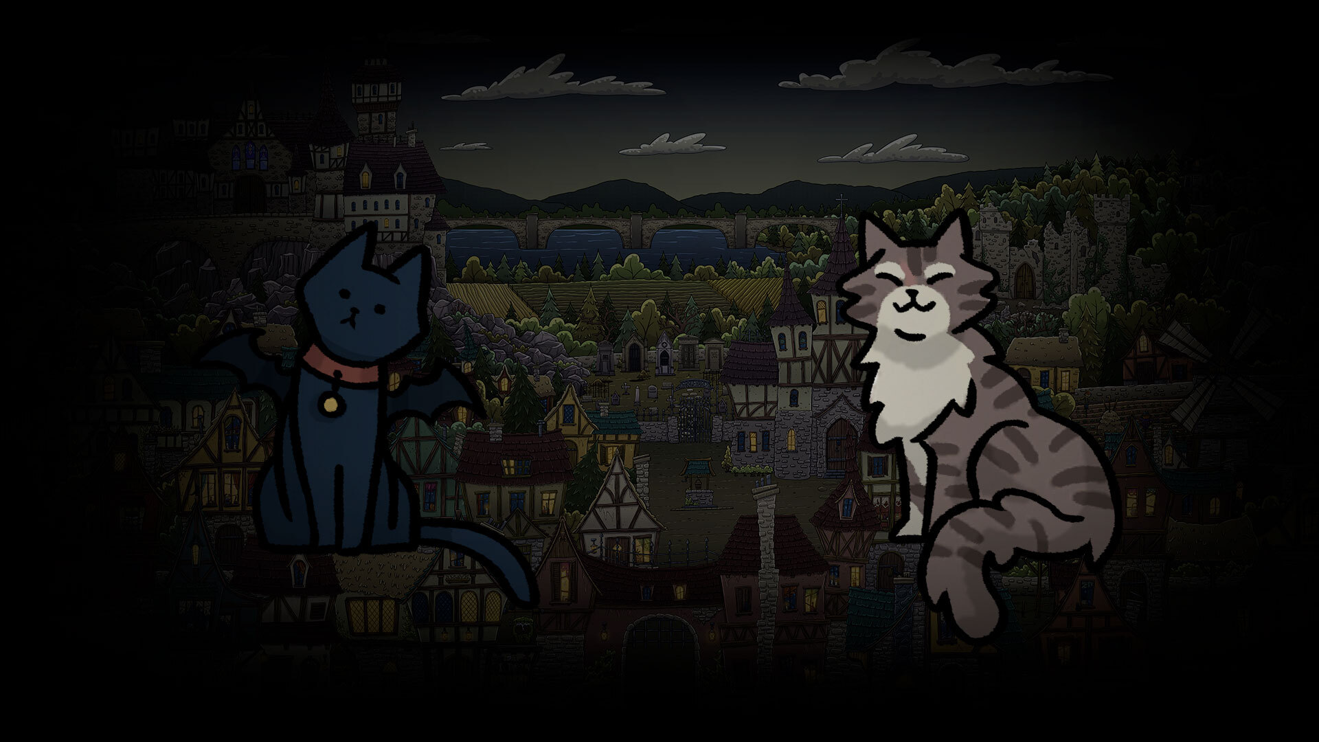 Spooky Village Curious Cats