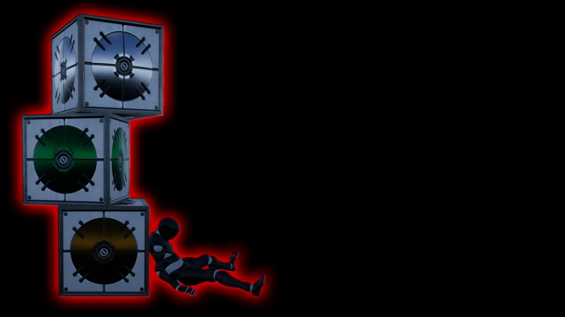 A subject dazed against cubes
